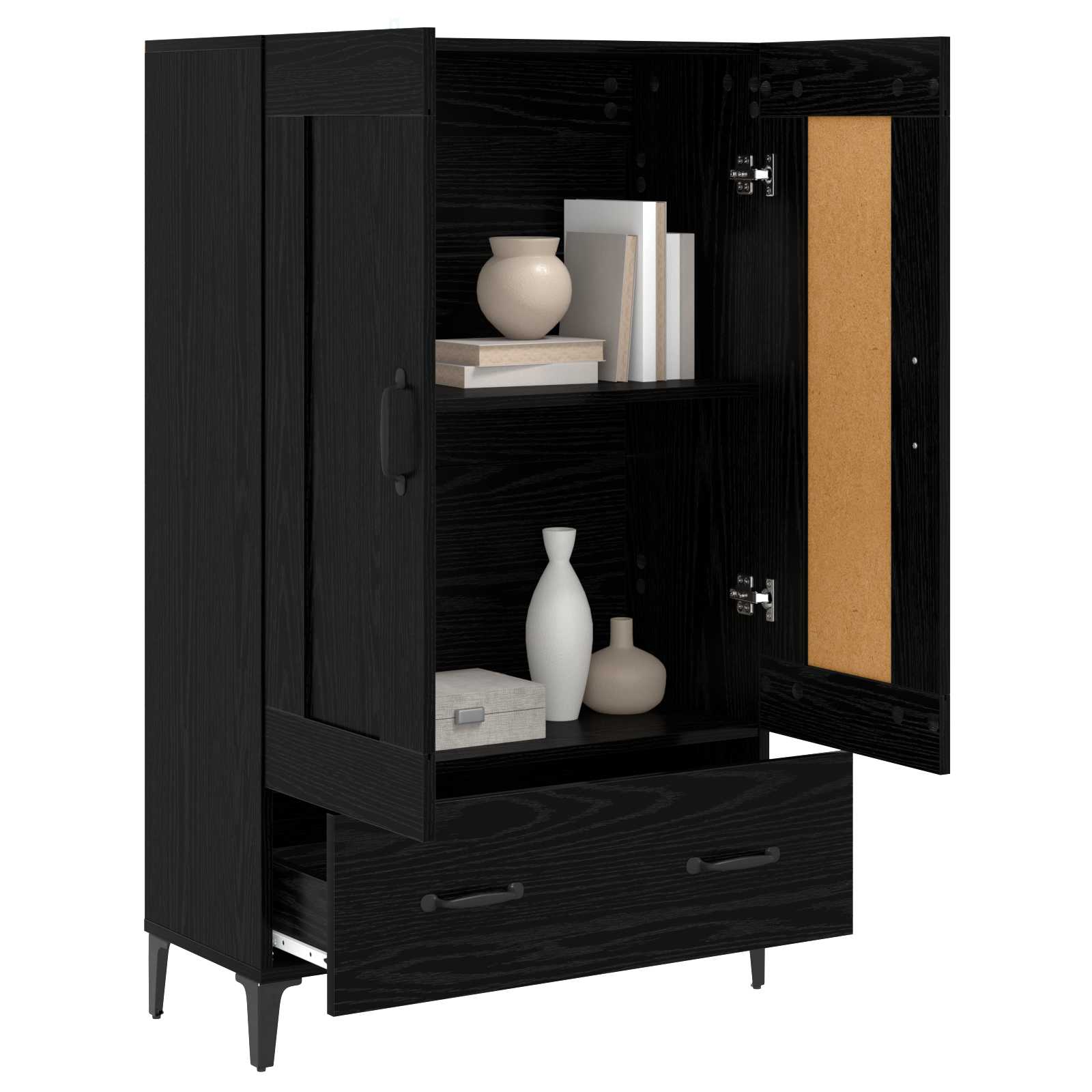 Hoge kast Zwart eiken 70 x 31 x 115 cm Bewerkt hout is nu te koop bij PeponiXL, paradijselijk wonen!
