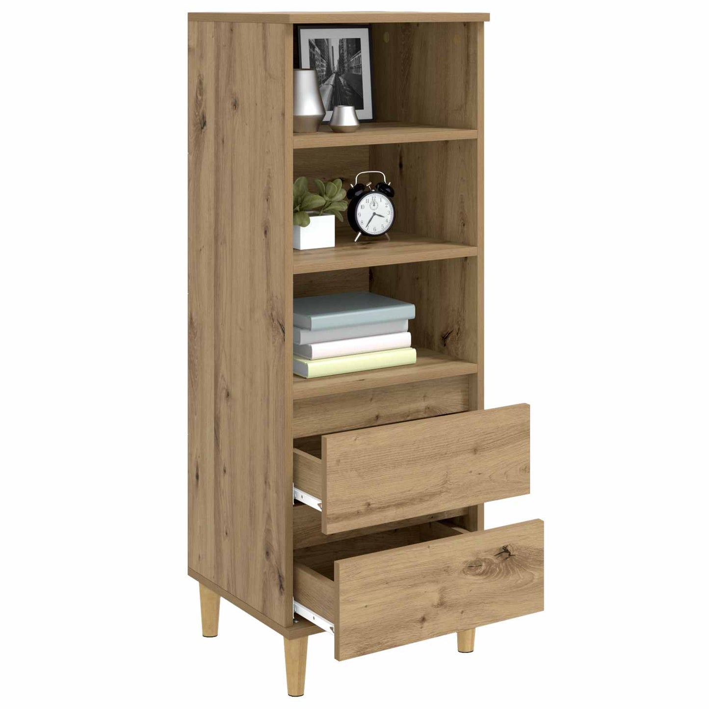 Hoge kast Artisanaal eiken 40 x 36 x 110 cm Bewerkt hout is nu te koop bij PeponiXL, paradijselijk wonen!