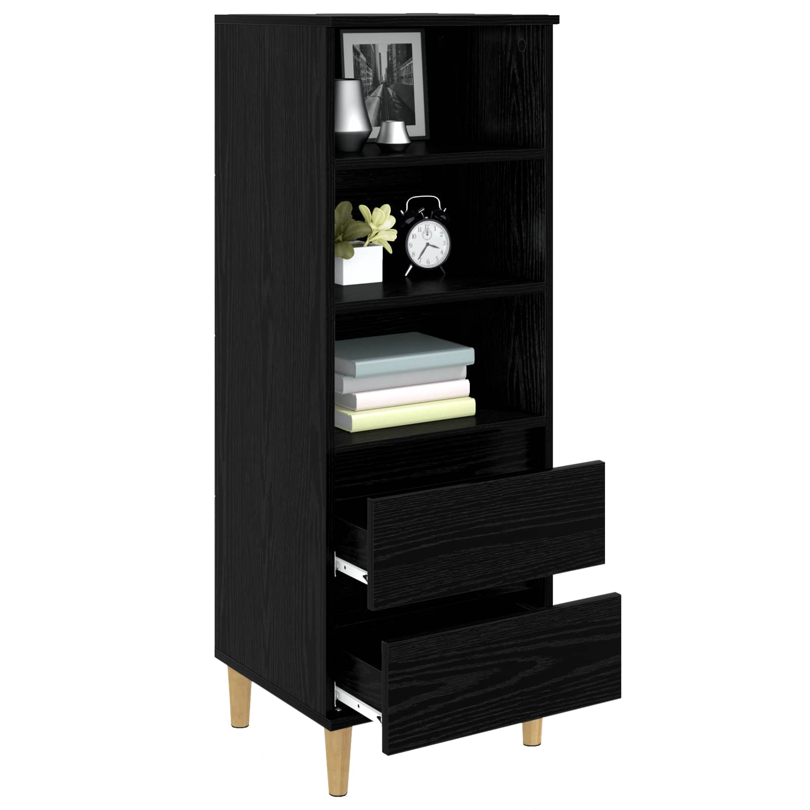 Hoge kast Zwart eiken 40 x 36 x 110 cm Bewerkt hout is nu te koop bij PeponiXL, paradijselijk wonen!