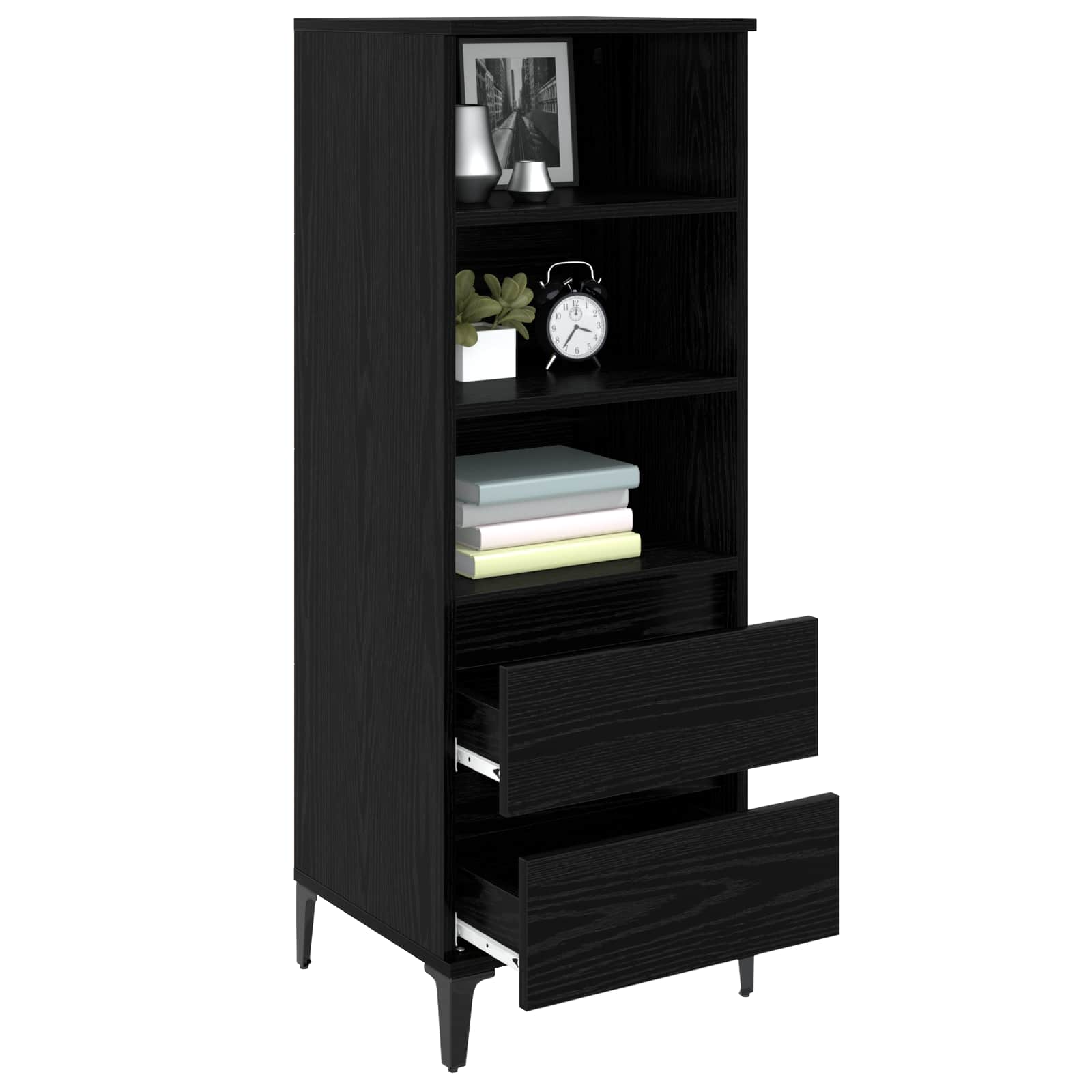 Hoge kast Zwart eiken 40 x 36 x 110 cm Bewerkt hout is nu te koop bij PeponiXL, paradijselijk wonen!