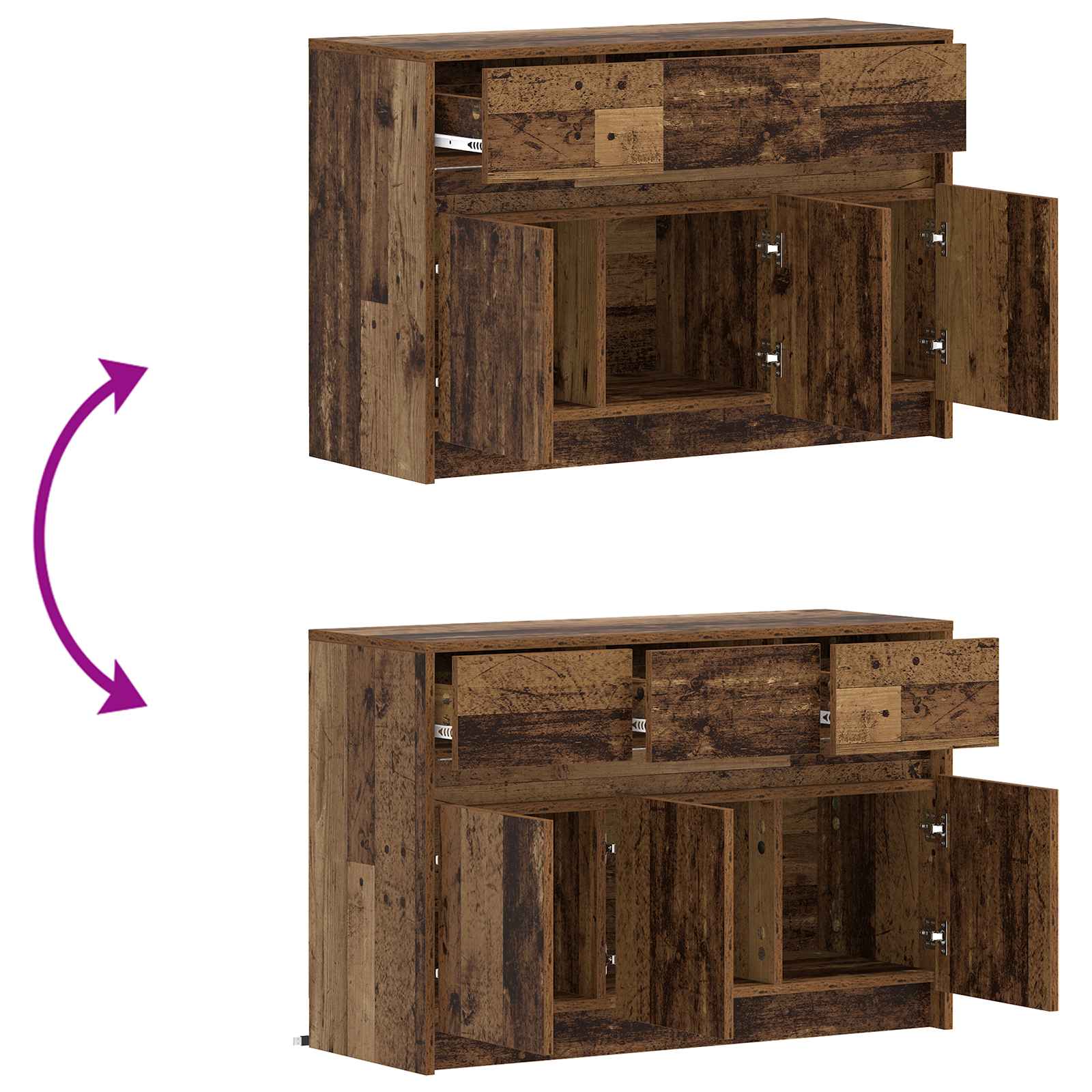 TV-kast 91 x 34 x 61 cm Oud hout Bewerkt hout is nu te koop bij PeponiXL, paradijselijk wonen!