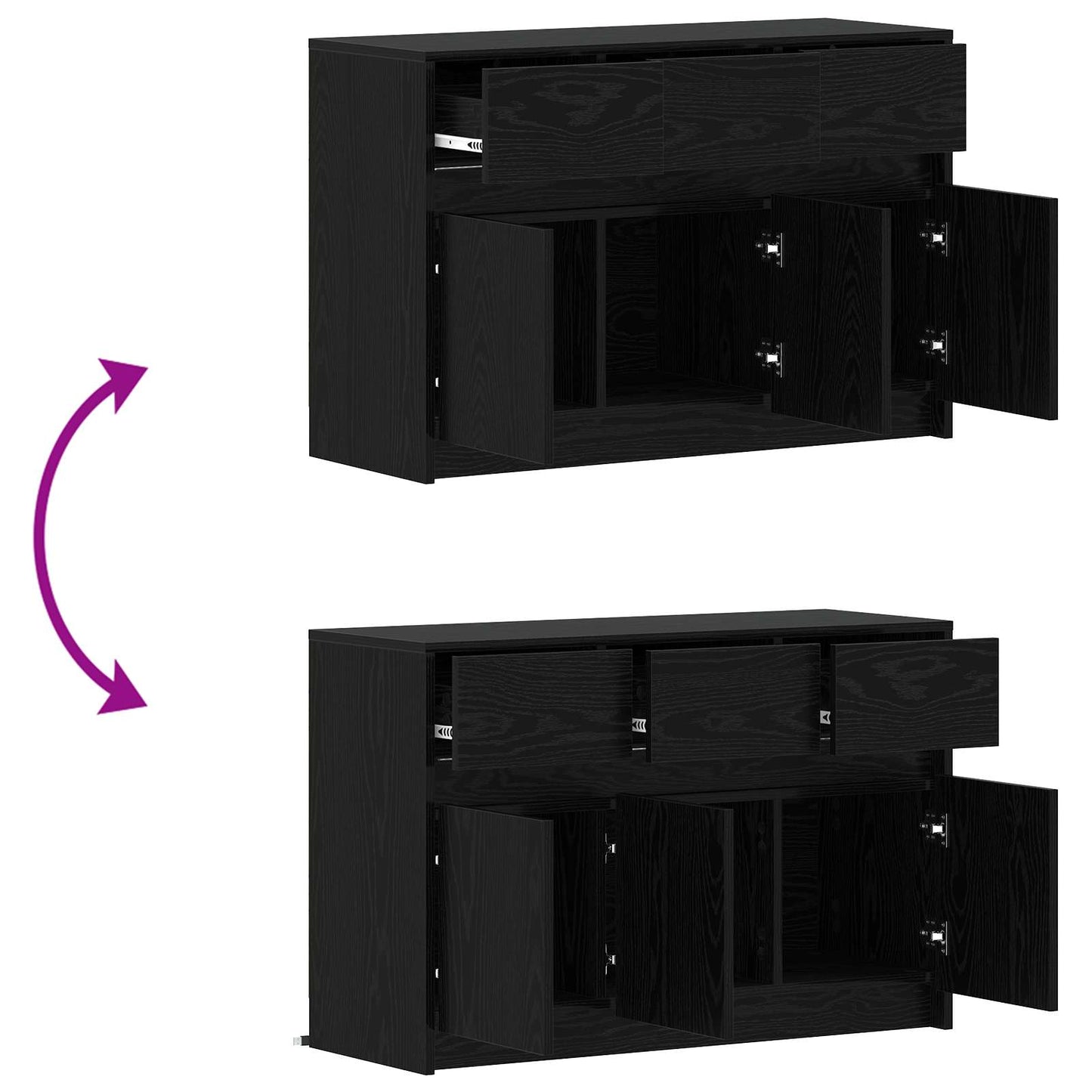 TV-kast 91 x 34 x 61 cm Zwart eiken Bewerkt hout is nu te koop bij PeponiXL, paradijselijk wonen!