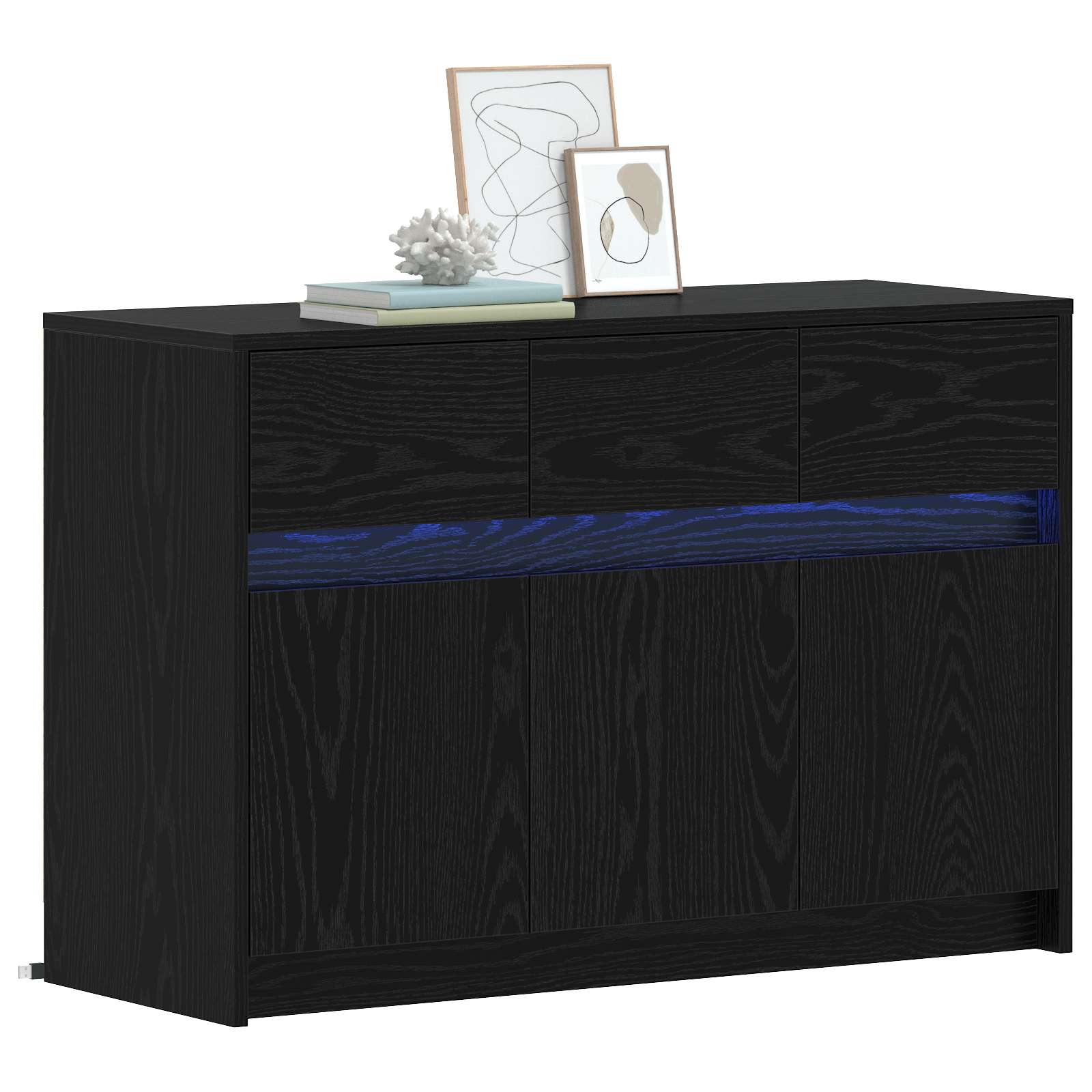 TV-kast 91 x 34 x 61 cm Zwart eiken Bewerkt hout is nu te koop bij PeponiXL, paradijselijk wonen!