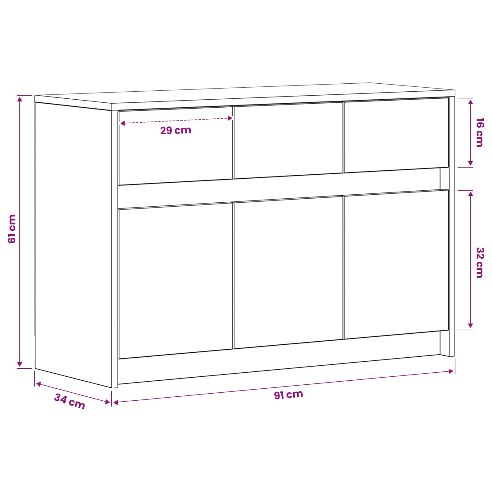TV-kast 91 x 34 x 61 cm Zwart eiken Bewerkt hout is nu te koop bij PeponiXL, paradijselijk wonen!
