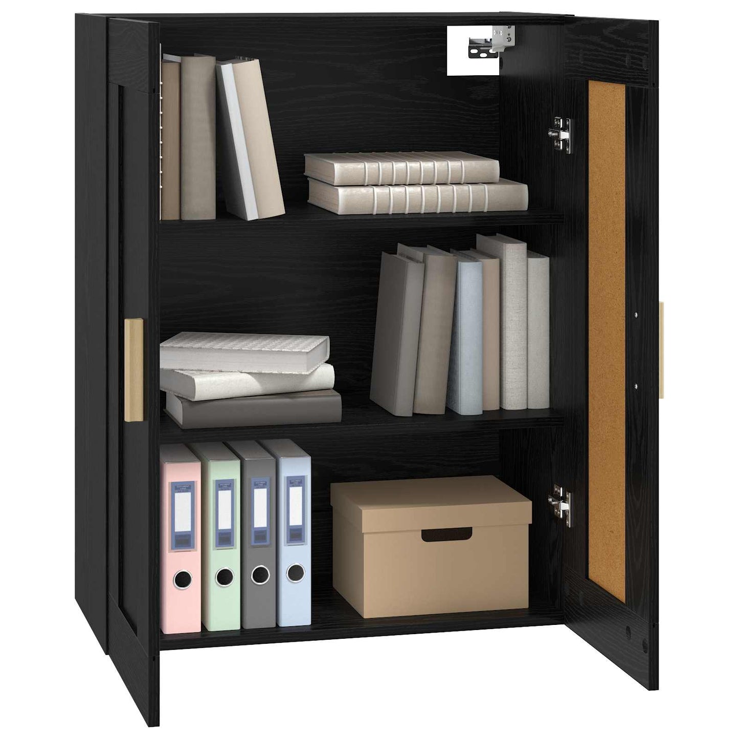Wandkast Muurmontage Zwart eiken 69,5 x 34 x 90 cm Bewerkt hout