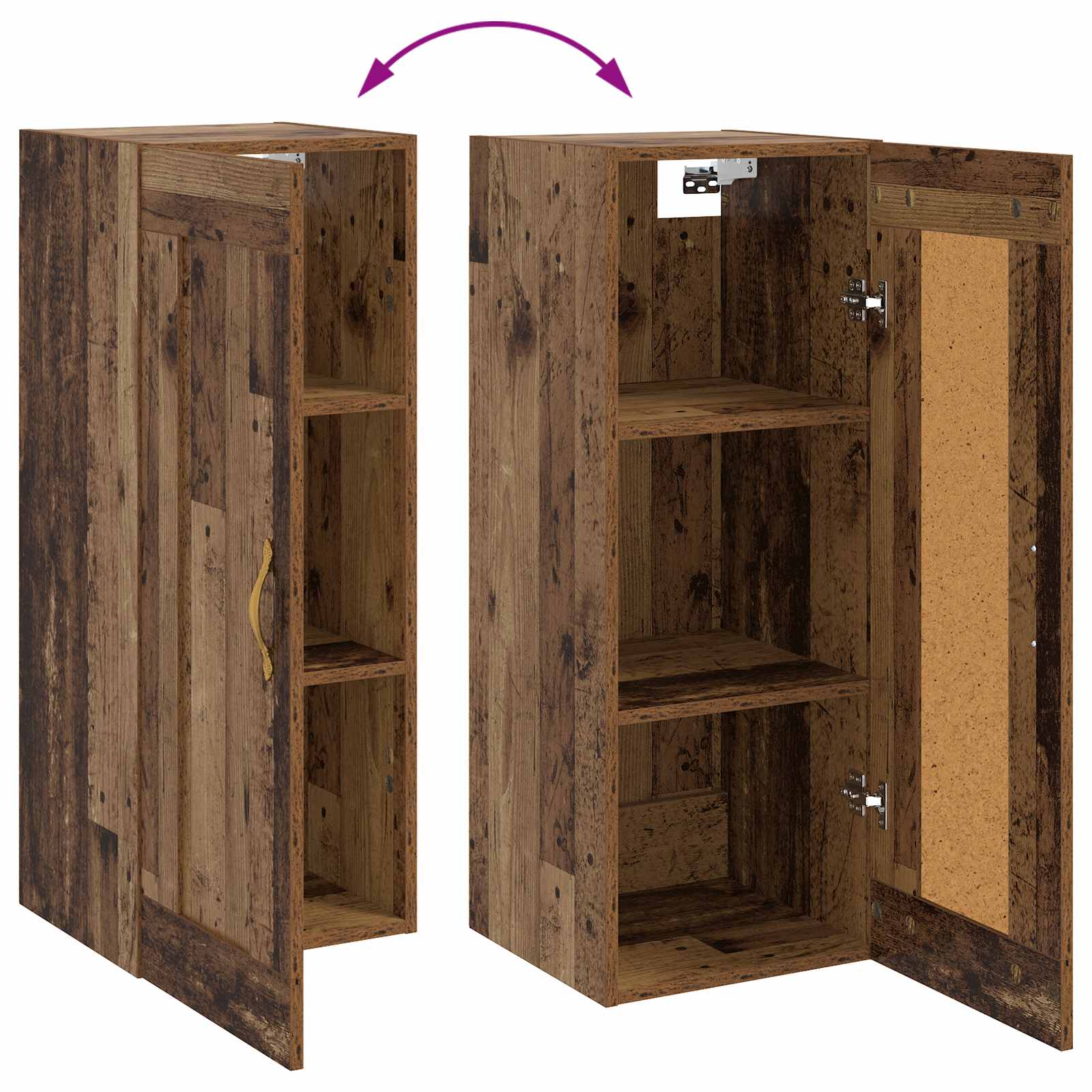 Wandkast Oud hout 34,5 x 34 x 90 cm Bewerkt hout is nu te koop bij PeponiXL, paradijselijk wonen!