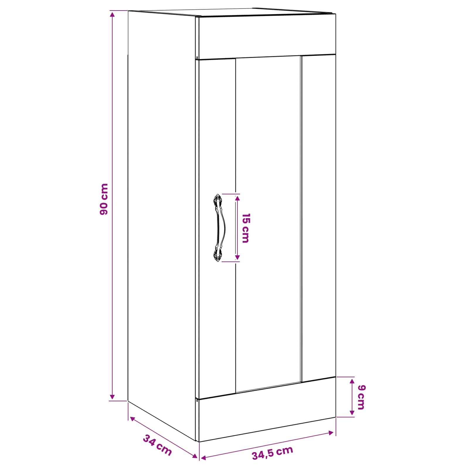 Wandkast Oud hout 34,5 x 34 x 90 cm Bewerkt hout is nu te koop bij PeponiXL, paradijselijk wonen!