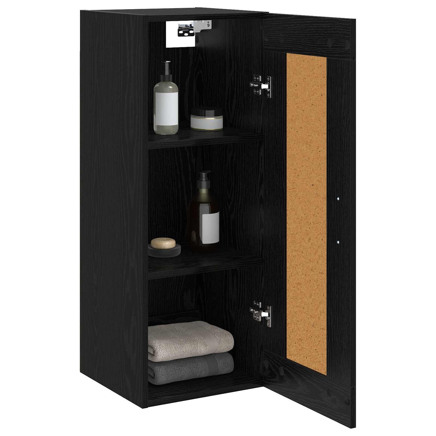 Wandkast Zwart eiken 34,5 x 34 x 90 cm Bewerkt hout is nu te koop bij PeponiXL, paradijselijk wonen!
