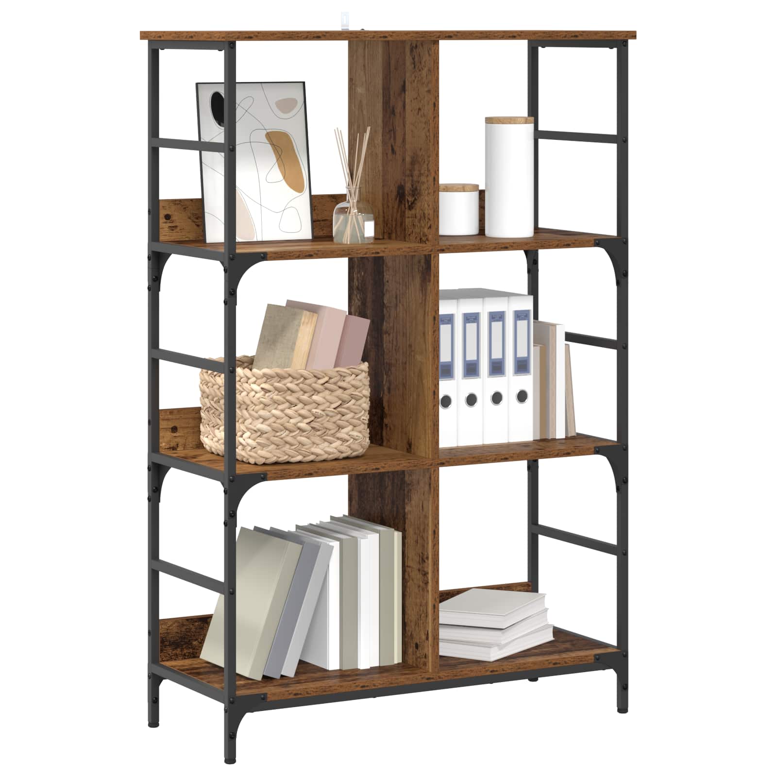 Boekenkast Oud hout 78,5 x 33 x 117,5 cm metaal PB is nu te koop bij PeponiXL, paradijselijk wonen!