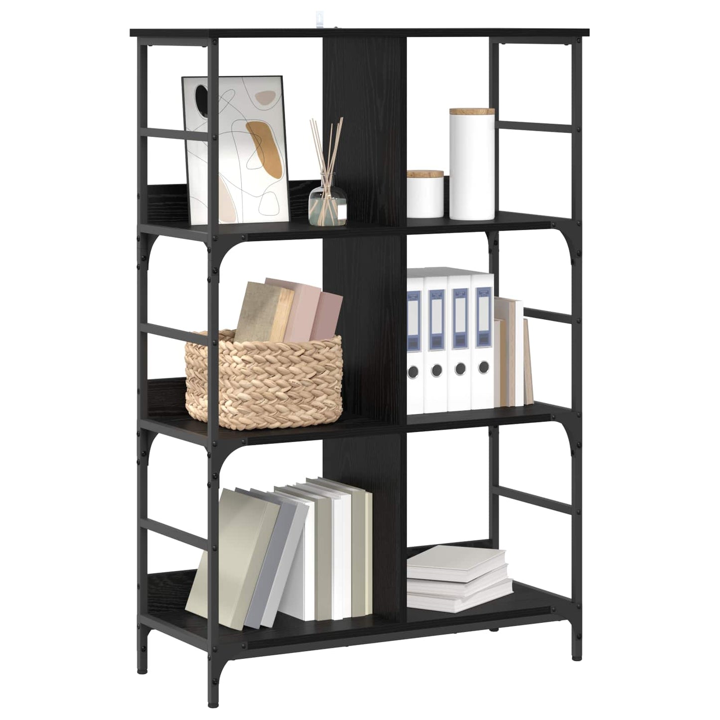 Boekenkast Zwart eiken 78,5 x 33 x 117,5 cm metaal PB is nu te koop bij PeponiXL, paradijselijk wonen!