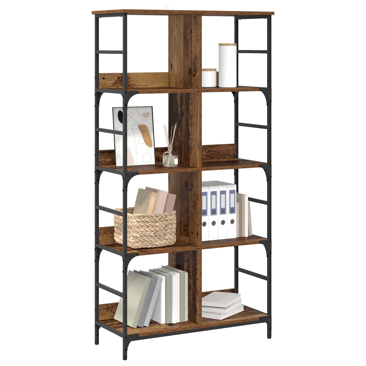 Boekenkast Oud hout 78,5 x 33 x 153 cm metaal PB is nu te koop bij PeponiXL, paradijselijk wonen!