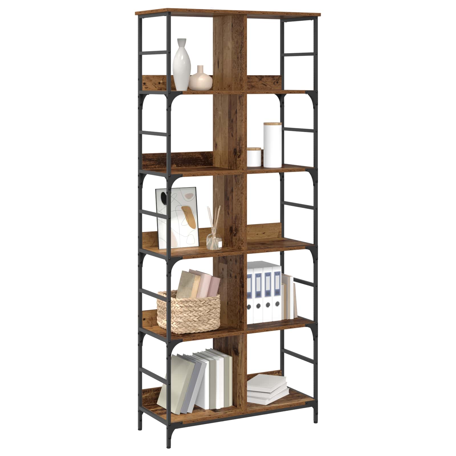 Boekenkast Oud hout 78,5 x 33 x 188,5 cm metaal PB is nu te koop bij PeponiXL, paradijselijk wonen!