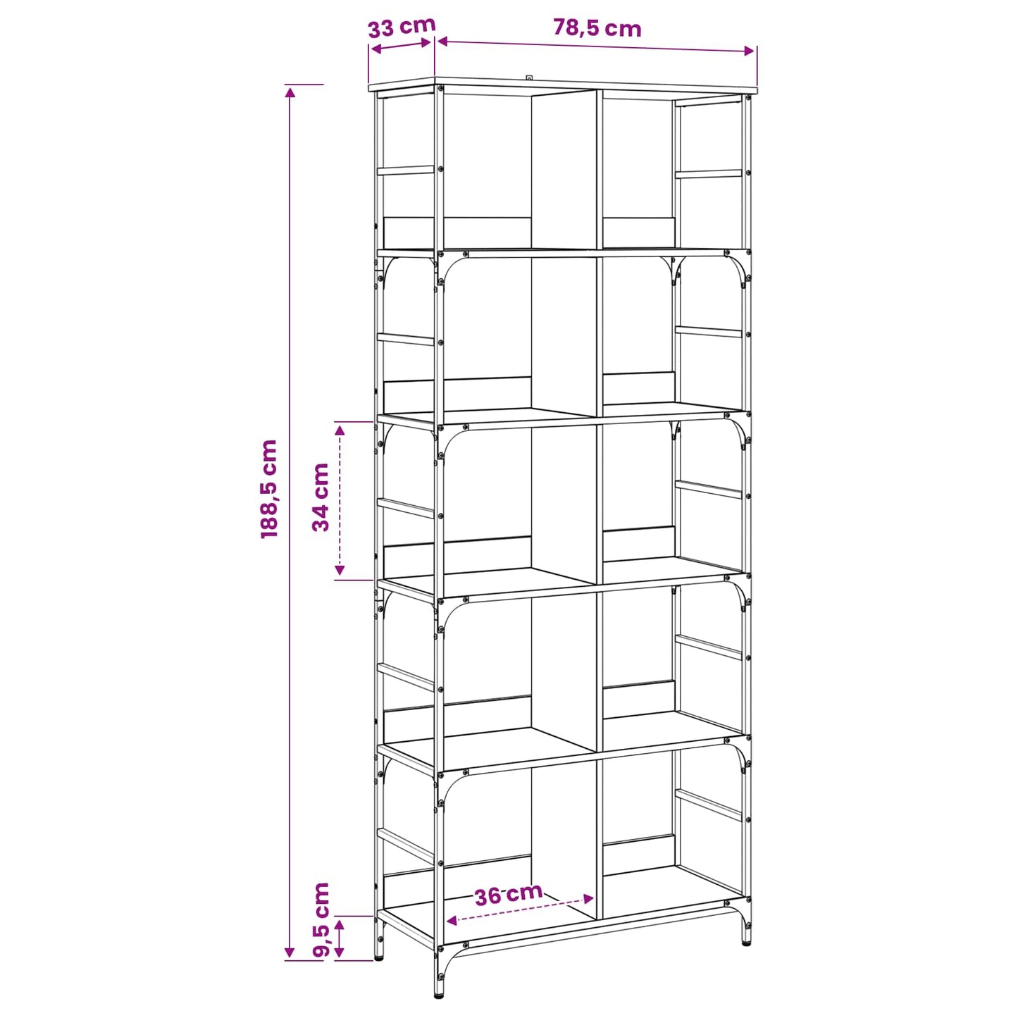 Boekenkast Oud hout 78,5 x 33 x 188,5 cm metaal PB is nu te koop bij PeponiXL, paradijselijk wonen!