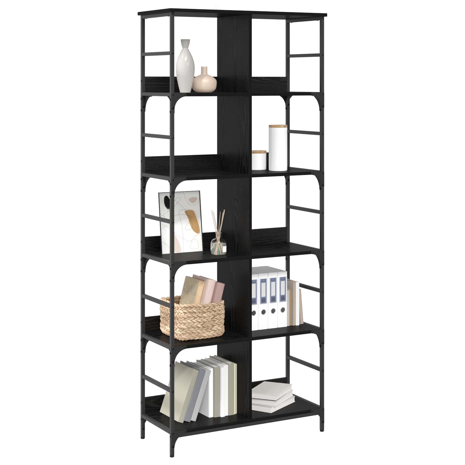 Boekenkast Zwart eiken 78,5 x 33 x 188,5 cm metaal PB is nu te koop bij PeponiXL, paradijselijk wonen!