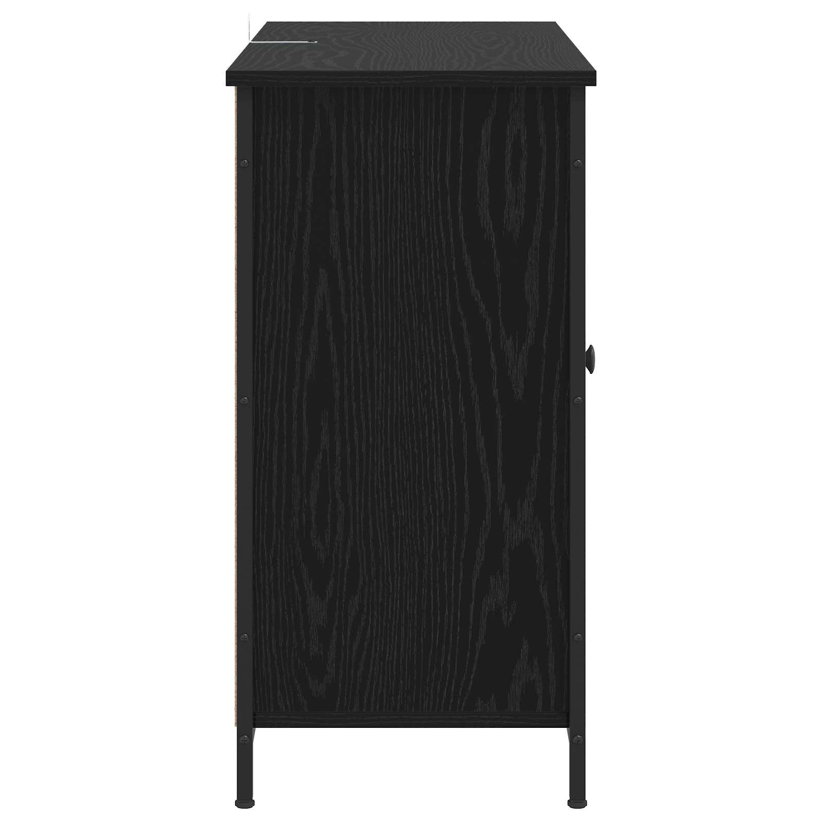 Dressoir Zwart eiken 100 x 35 x 70 cm Bewerkt hout is nu te koop bij PeponiXL, paradijselijk wonen!