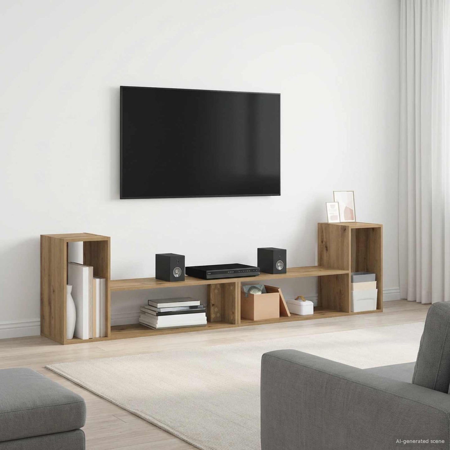 TV-kast 100 x 30 x 50 cm Artisanaal eiken Bewerkt hout is nu te koop bij PeponiXL, paradijselijk wonen!