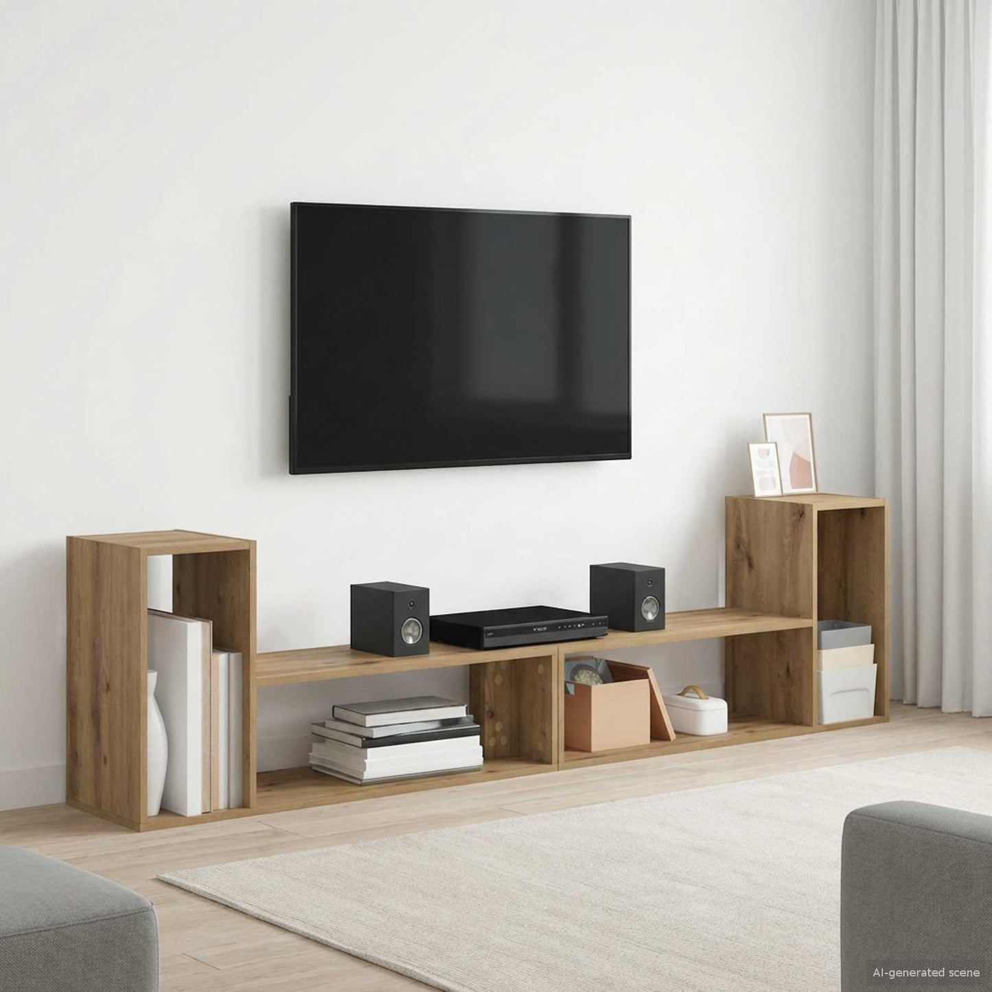 TV-kast 100 x 30 x 50 cm Artisanaal eiken Bewerkt hout is nu te koop bij PeponiXL, paradijselijk wonen!