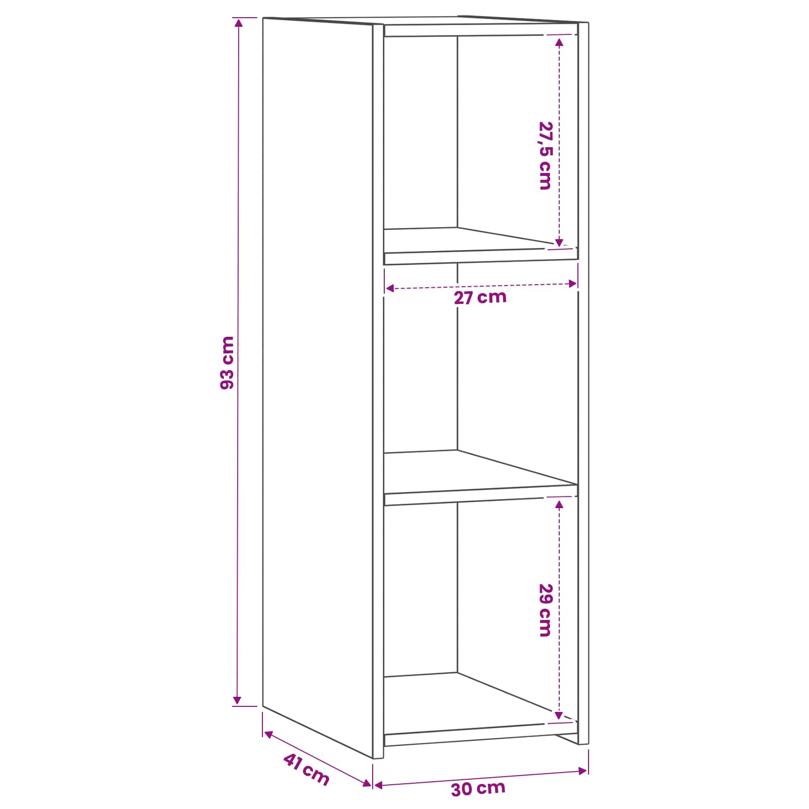 Dressoir Zwart eiken 30 x 41 x 93 cm Bewerkt hout is nu te koop bij PeponiXL, paradijselijk wonen!