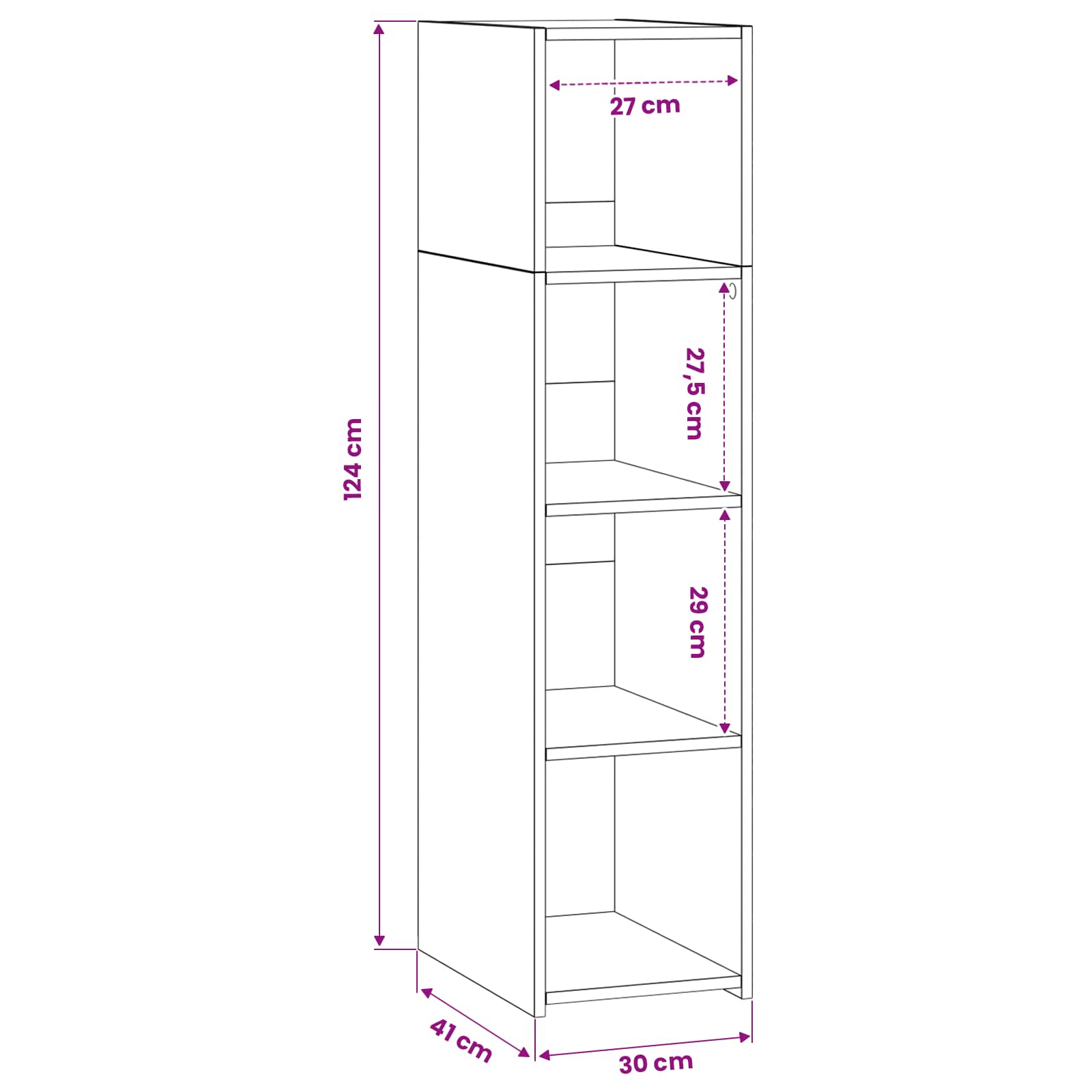 Hoge kast Oud hout 30 x 41 x 124 cm Bewerkt hout is nu te koop bij PeponiXL, paradijselijk wonen!