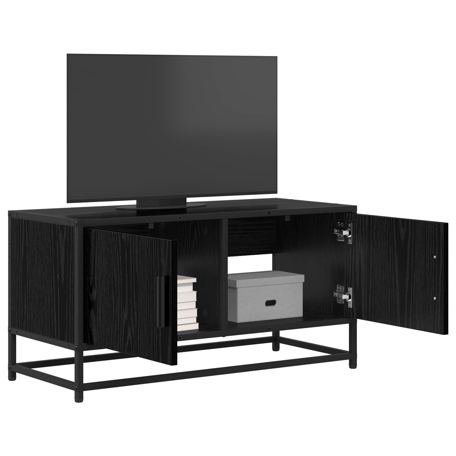 TV-kast 80 x 34,5 x 40 cm Zwart eiken Bewerkt hout is nu te koop bij PeponiXL, paradijselijk wonen!