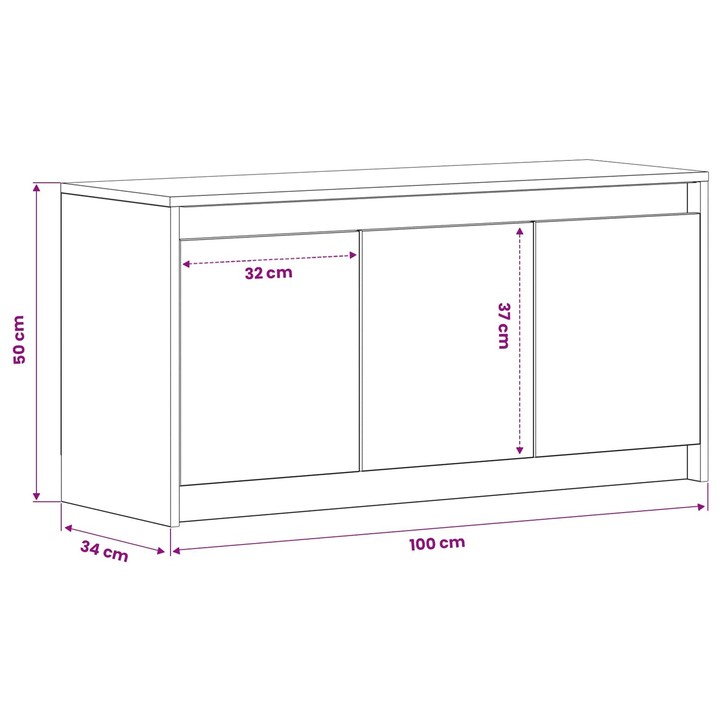TV-kast 100 x 34 x 50 cm Oud hout Bewerkt hout is nu te koop bij PeponiXL, paradijselijk wonen!