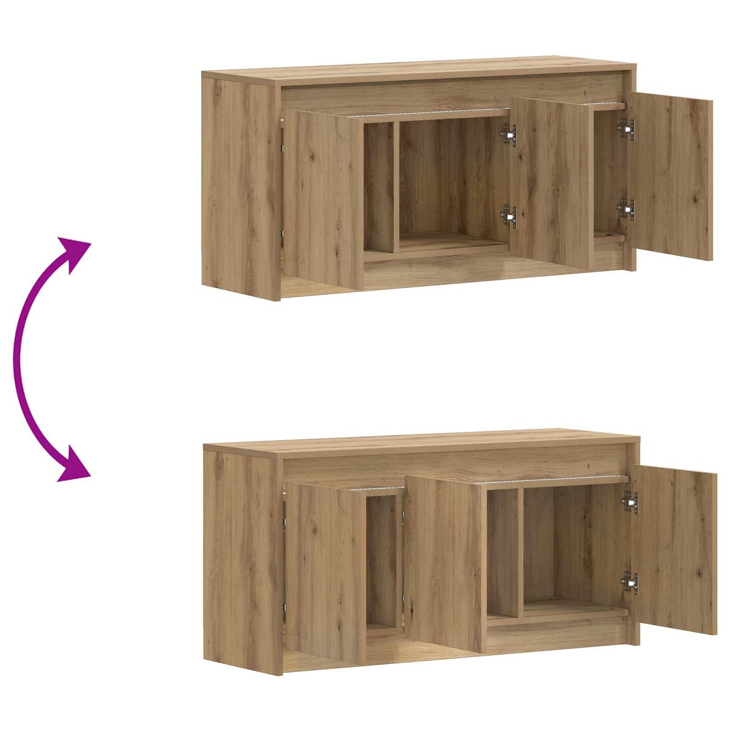 TV-kast 100 x 34 x 50 cm Artisanaal eiken Bewerkt hout is nu te koop bij PeponiXL, paradijselijk wonen!