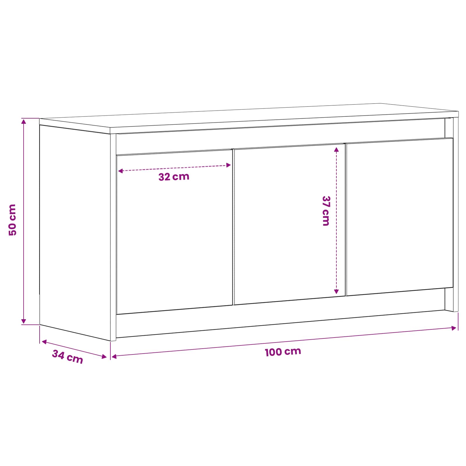 TV-kast 100 x 34 x 50 cm Artisanaal eiken Bewerkt hout is nu te koop bij PeponiXL, paradijselijk wonen!