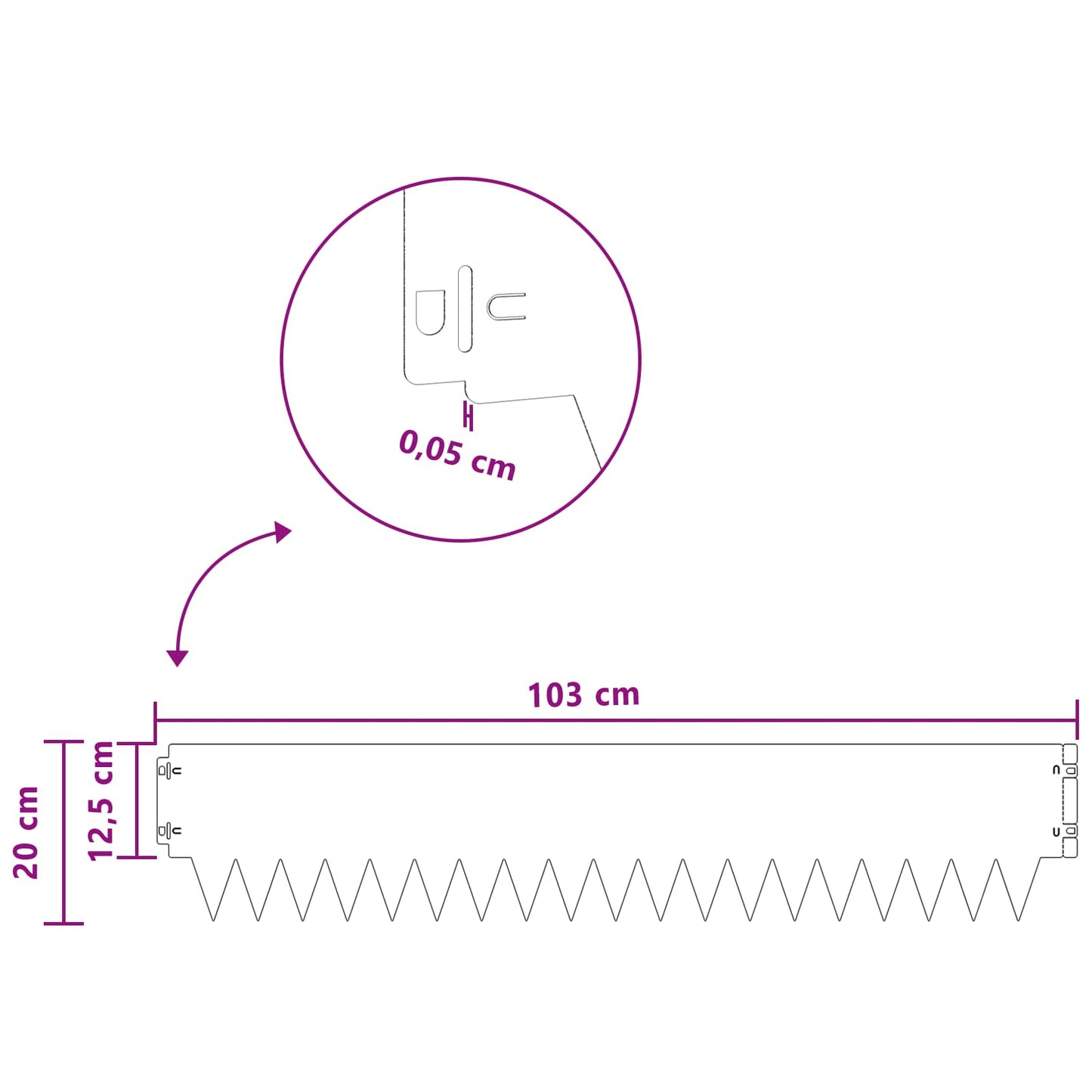 Tuinrand 10 pcs 103 x 20 cm metaal Roestig