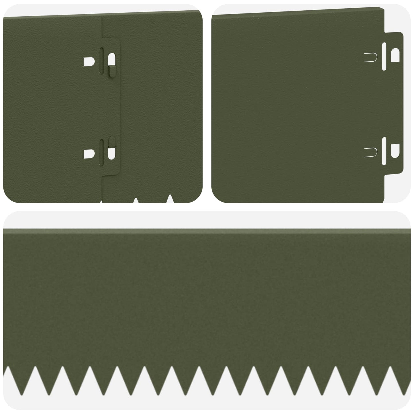 Gazonrand 20 pcs 103 x 15 cm Staal Olijfgroen