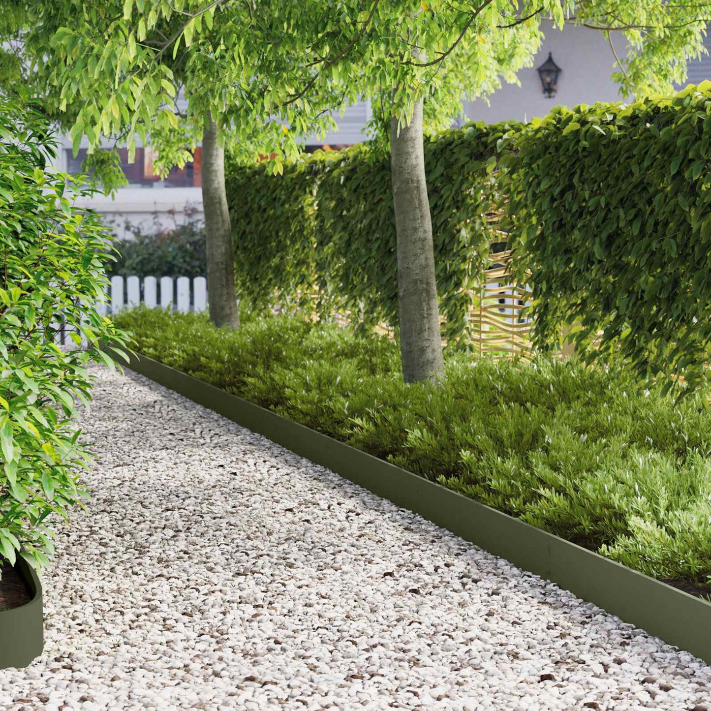 Gazonrand 20 pcs 103 x 15 cm Staal Olijfgroen
