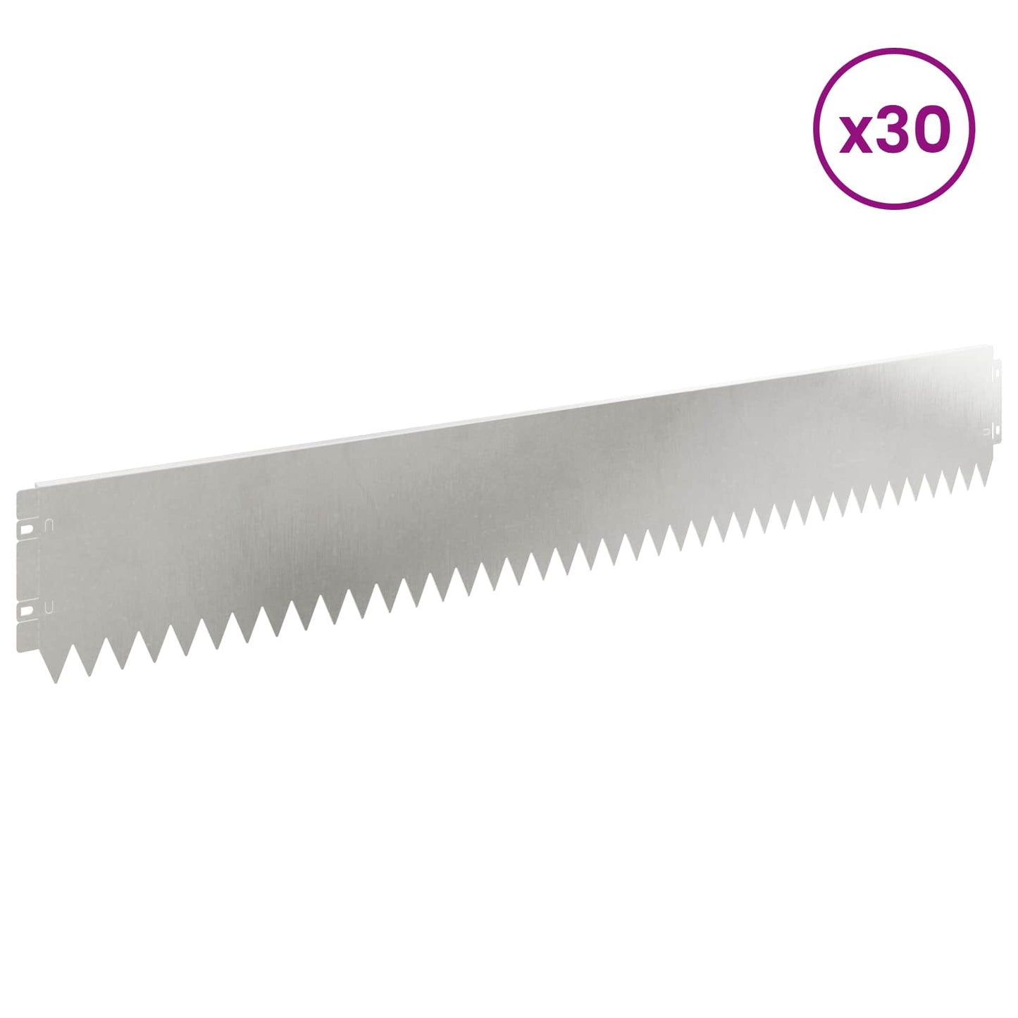 Gazonrand 30 pcs 103 x 15 cm Staal Zilverkleurig