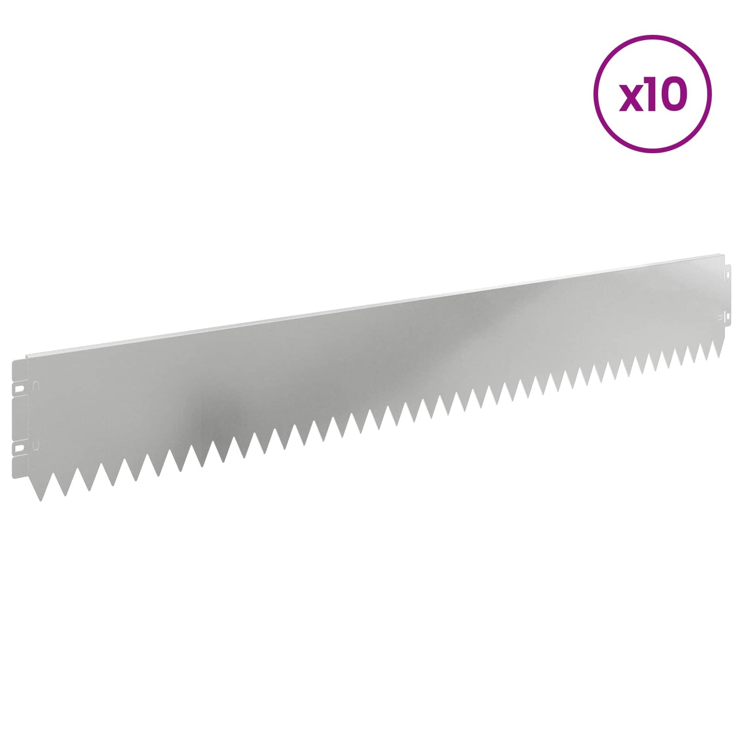 Gazonrand 10 pcs 103 x 15 cm Staal Zilverkleurig