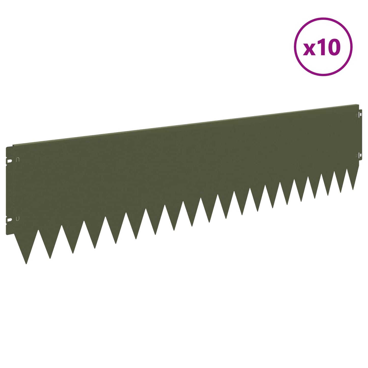 Gazonrand 10 pcs 103 x 25 cm Staal Olijfgroen