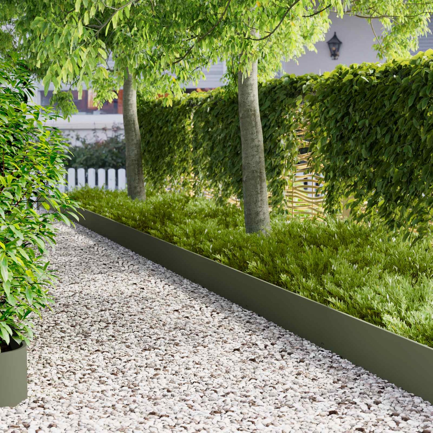 Gazonrand 20 pcs 103 x 25 cm Staal Olijfgroen