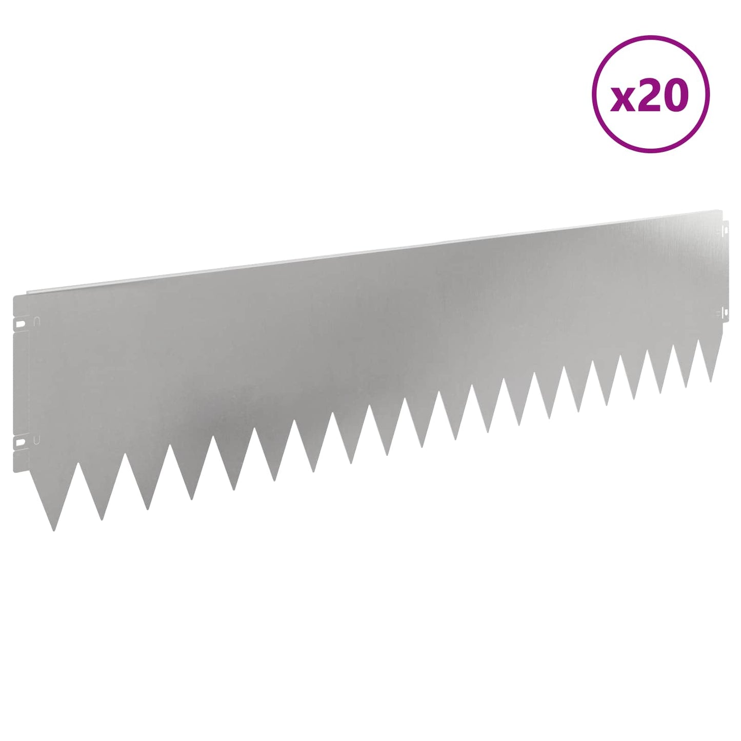 Gazonrand 20 pcs 103 x 25 cm Staal Zilverkleurig