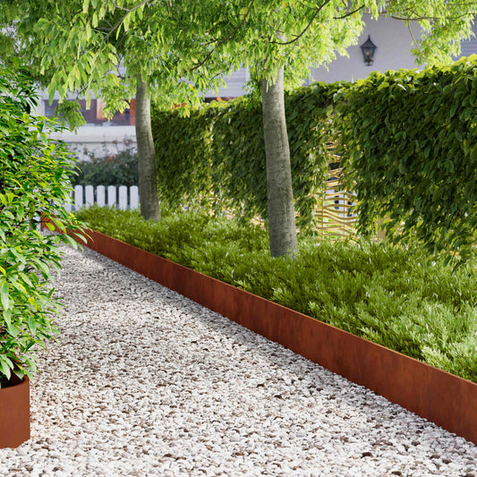Gazonrand 10 pcs 103 x 25 cm Staal Roestig is nu te koop bij PeponiXL, paradijselijk wonen!