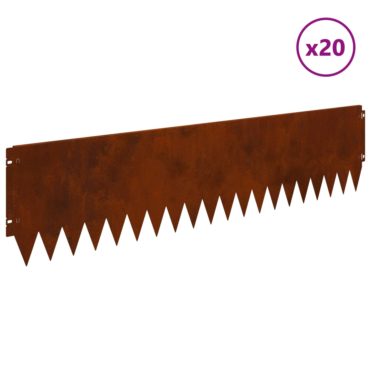 Gazonrand 20 pcs 103 x 25 cm Staal Roestig