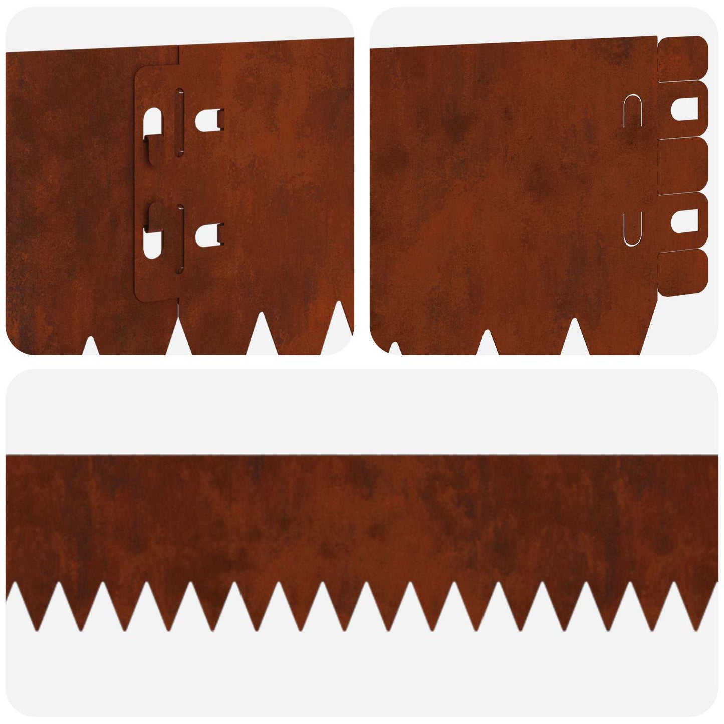 Gazonrand 20 pcs 103 x 10 cm Staal Roestig