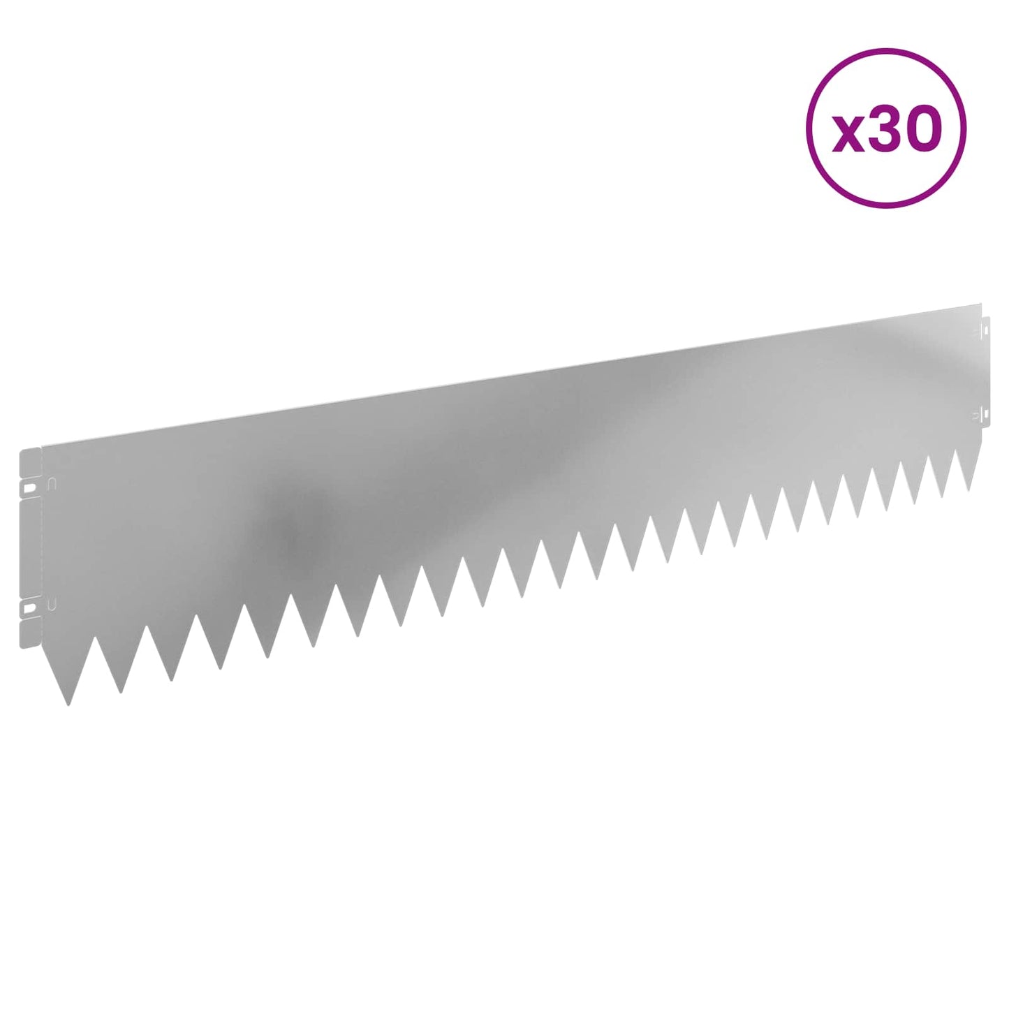 Gazonrand 30 pcs 103 x 20 cm Staal Zilverkleurig