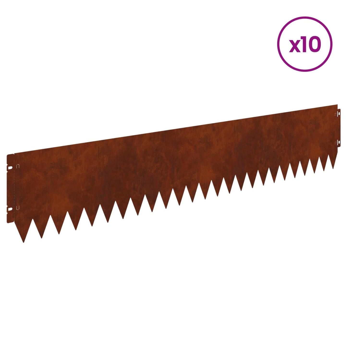 Gazonrand 10 pcs 103 x 20 cm Staal Roestig