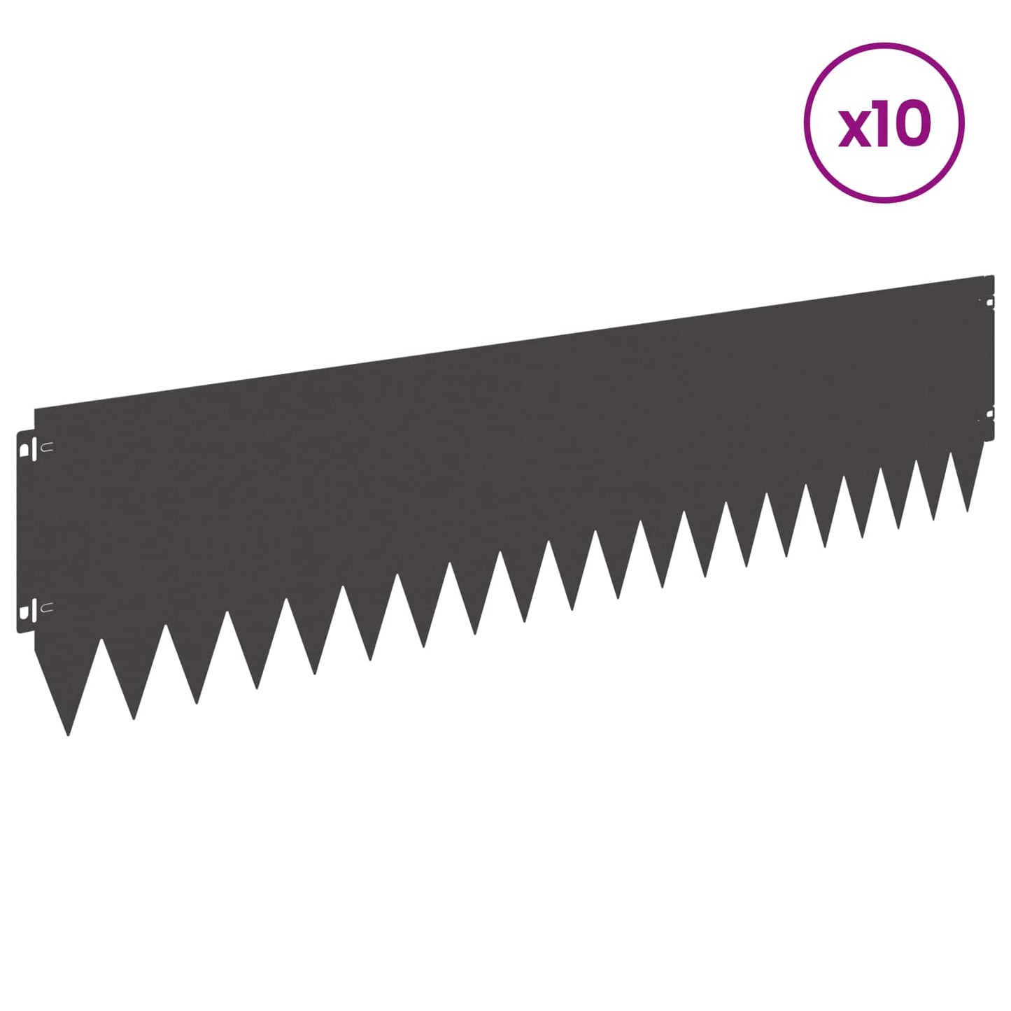 Gazonrand 10 pcs 103 x 25 cm Staal Zwart