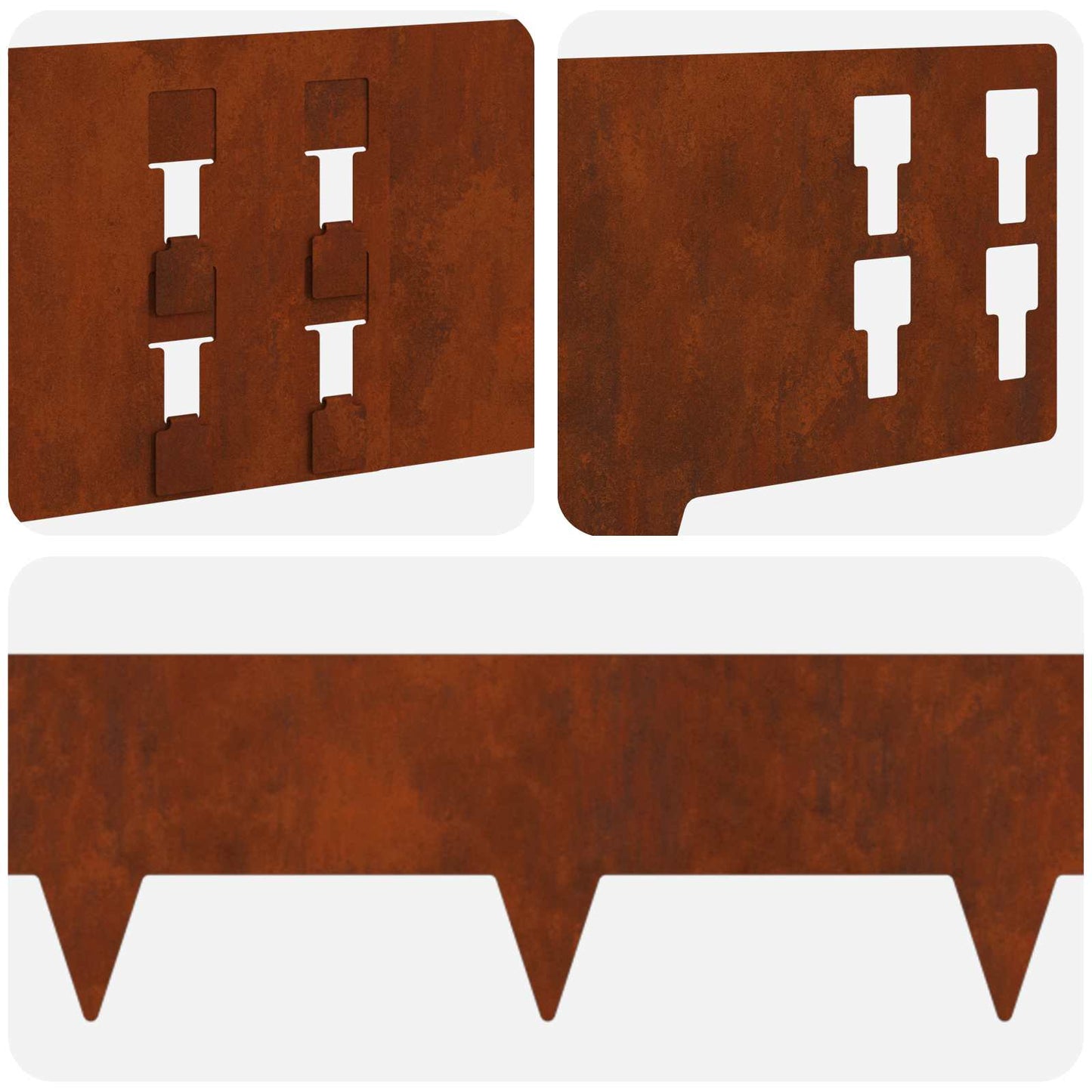 Gazonrand 50 pcs 100 x 15 cm Staal Roestig