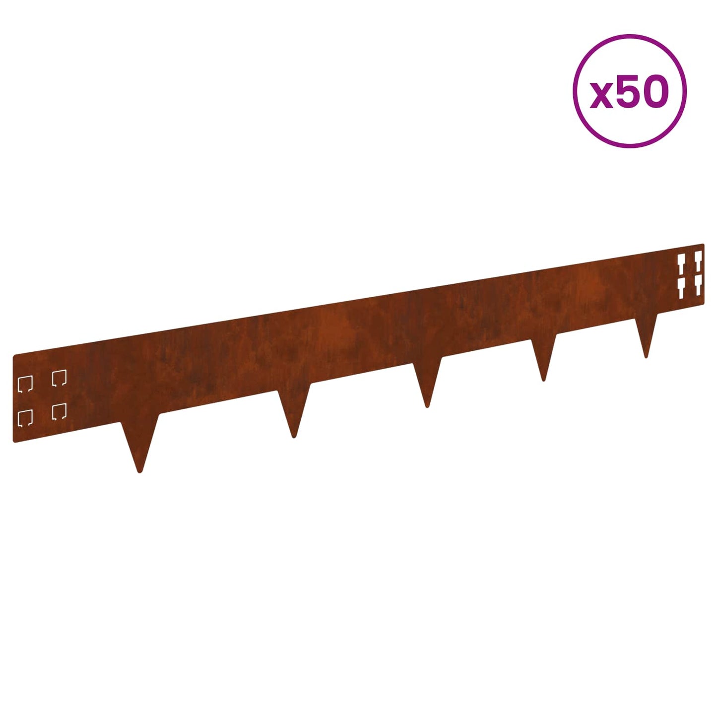 Gazonrand 50 pcs 100 x 15 cm Staal Roestig