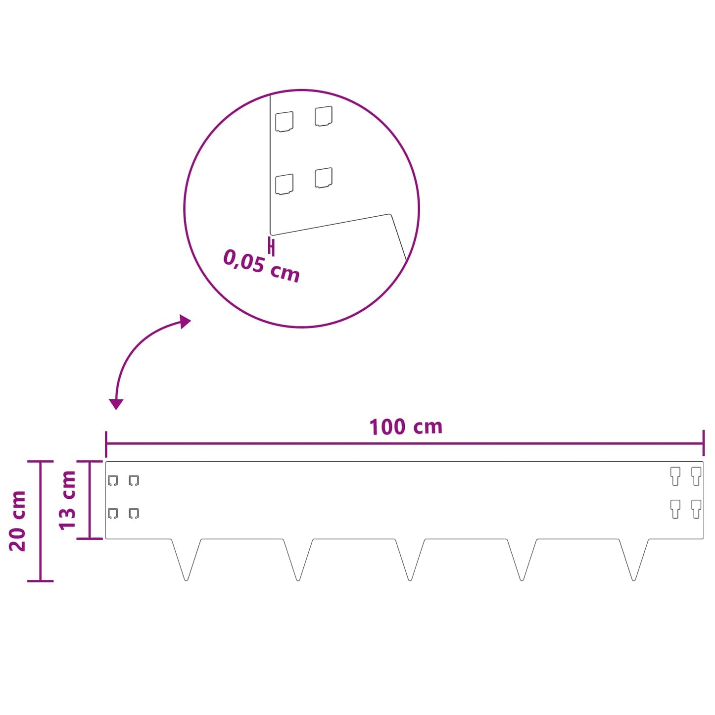 Gazonrand 10 pcs 100 x 20 cm Staal Zwart