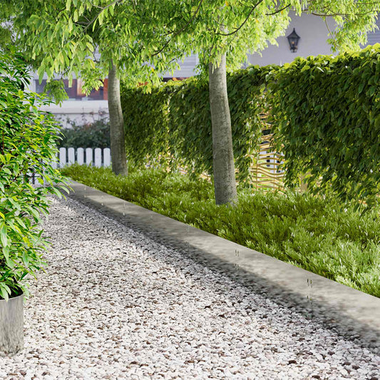 Gazonrand 10 pcs 100 x 30 cm Staal Zilverkleurig is nu te koop bij PeponiXL, paradijselijk wonen!