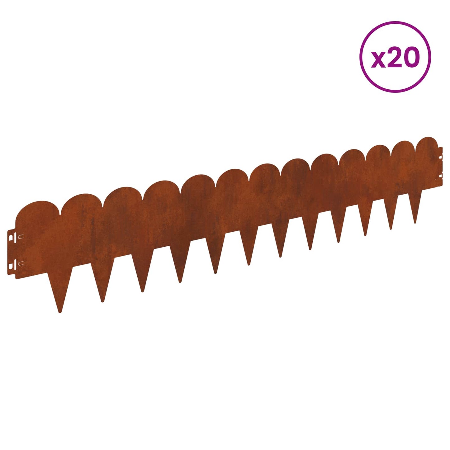 Gazonrand 20 pcs 103 x 20 cm Staal Roestig