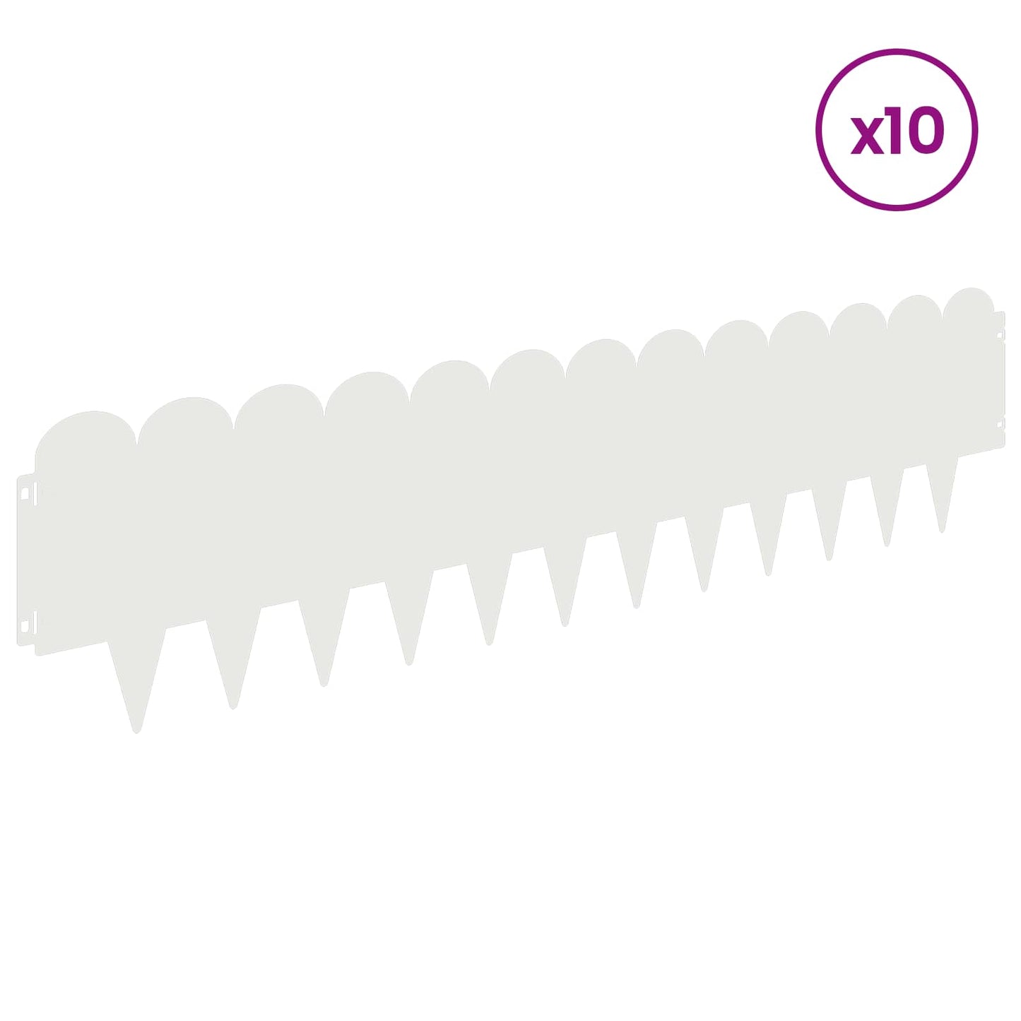 Gazonrand 10 pcs 103 x 25 cm Staal Wit