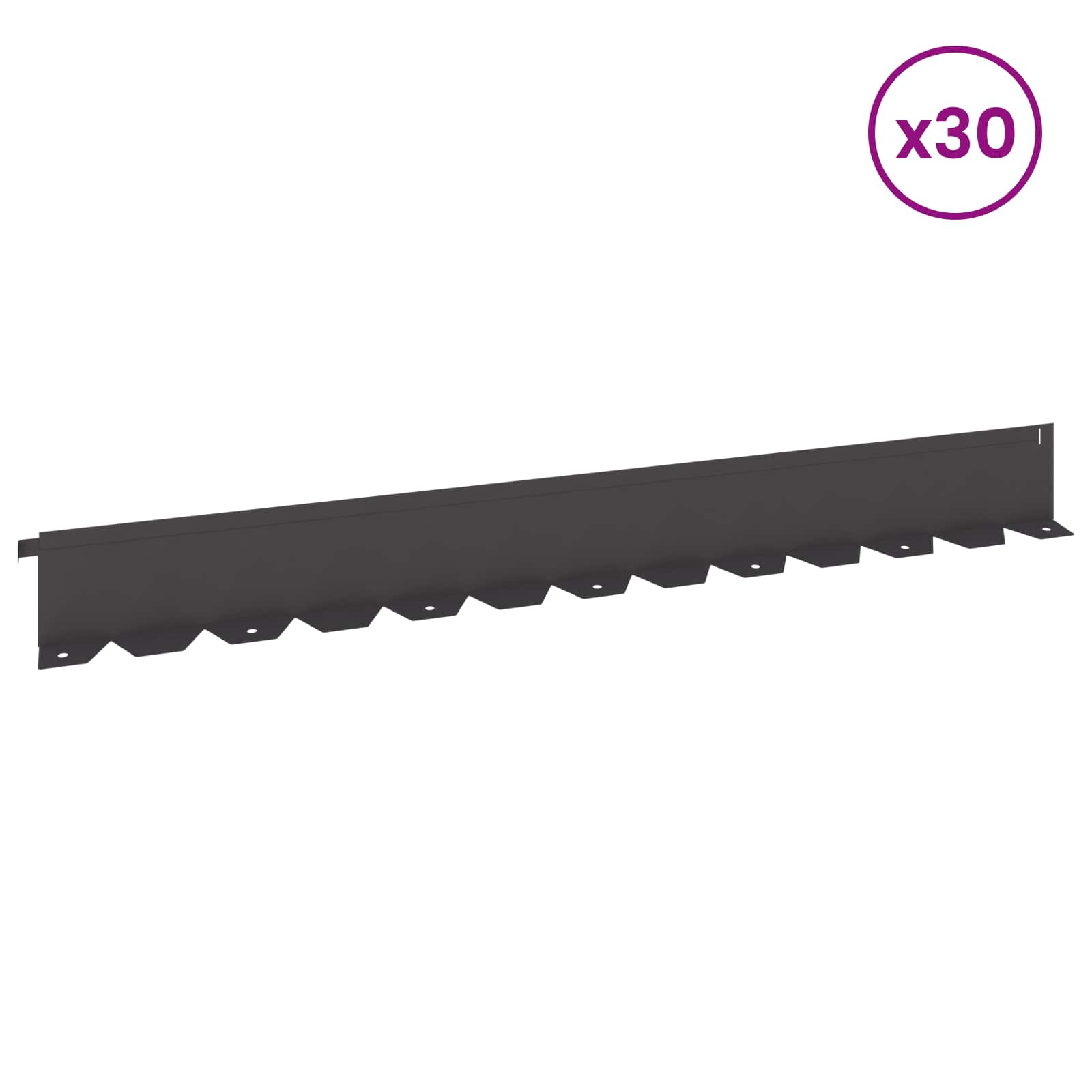 Gazonrand 30 st 102 x 10 x 4 cm Staal Zwart is nu te koop bij PeponiXL, paradijselijk wonen!