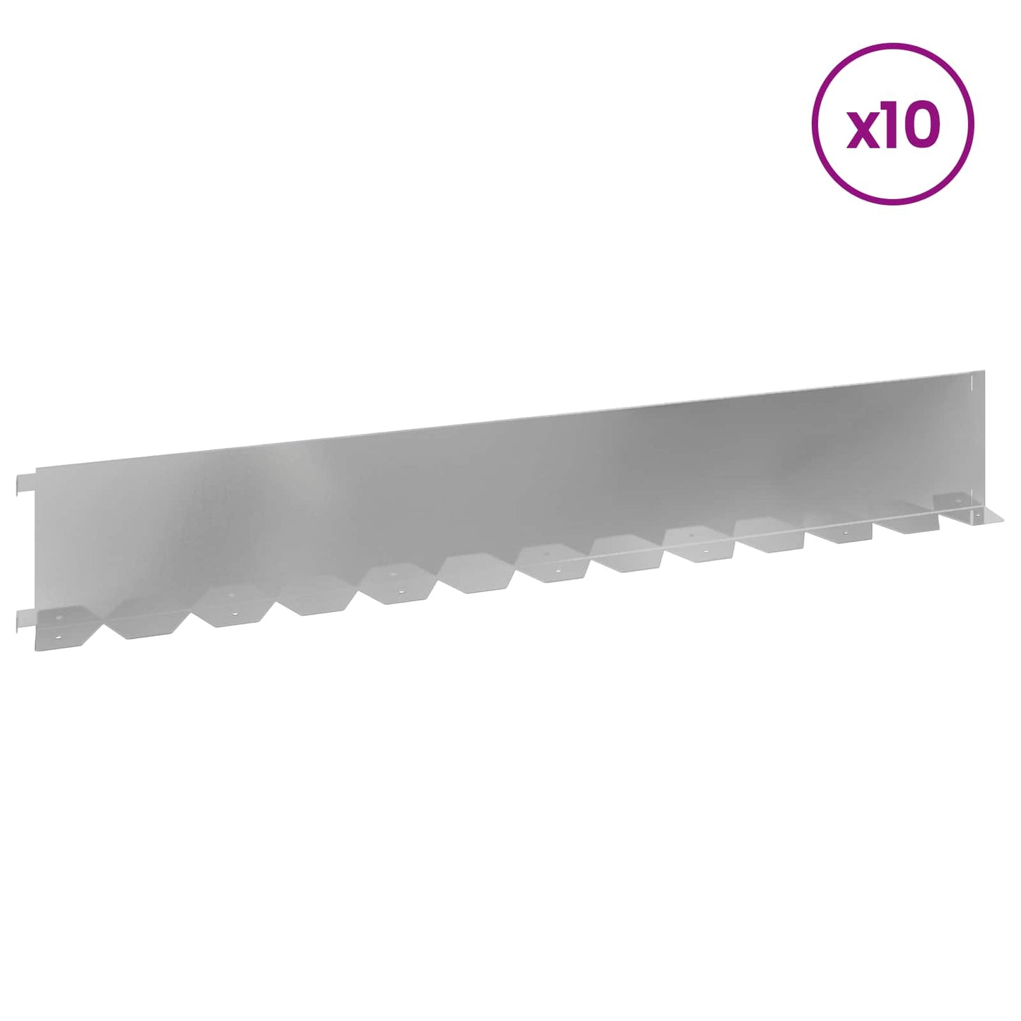 Gazonrand 10 pcs 102 x 15 x 4 cm Staal Zilverkleurig