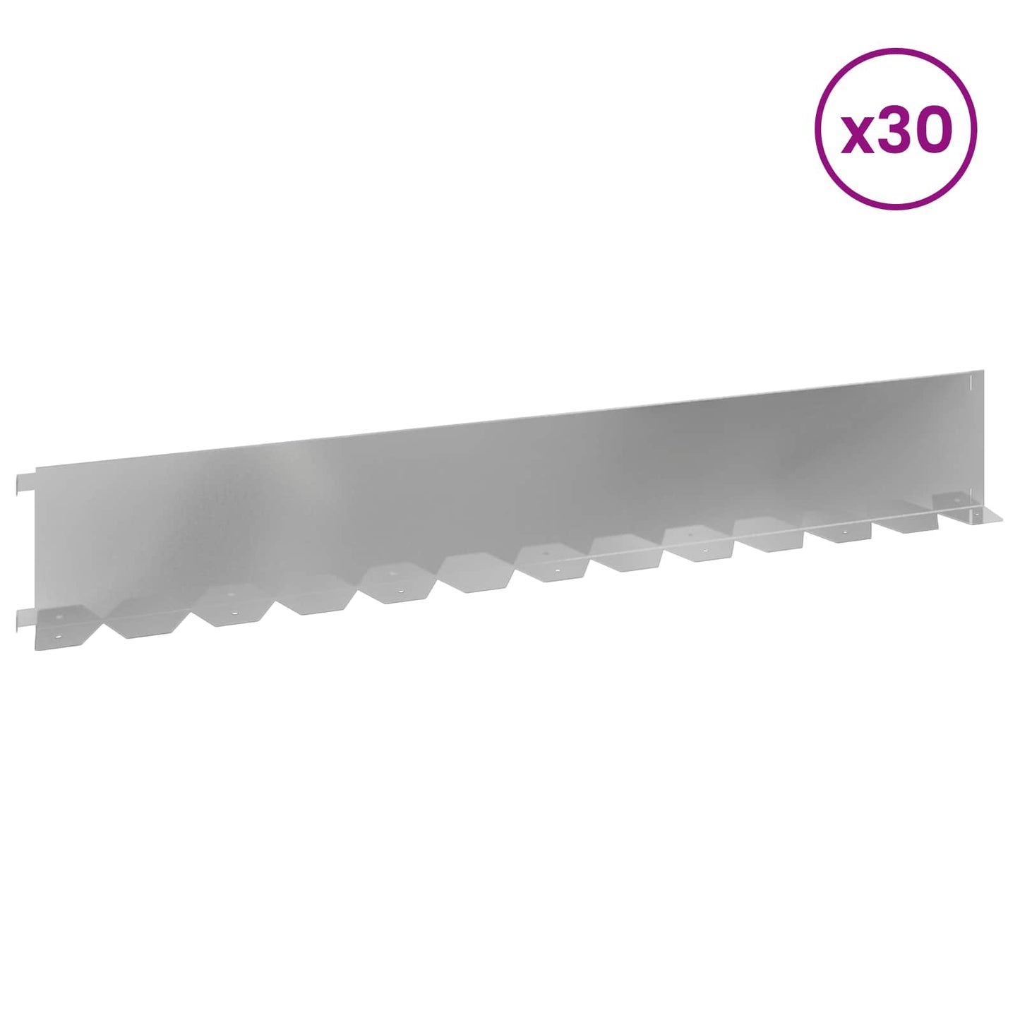 Gazonrand 30 pcs 102 x 15 x 4 cm Staal Zilverkleurig